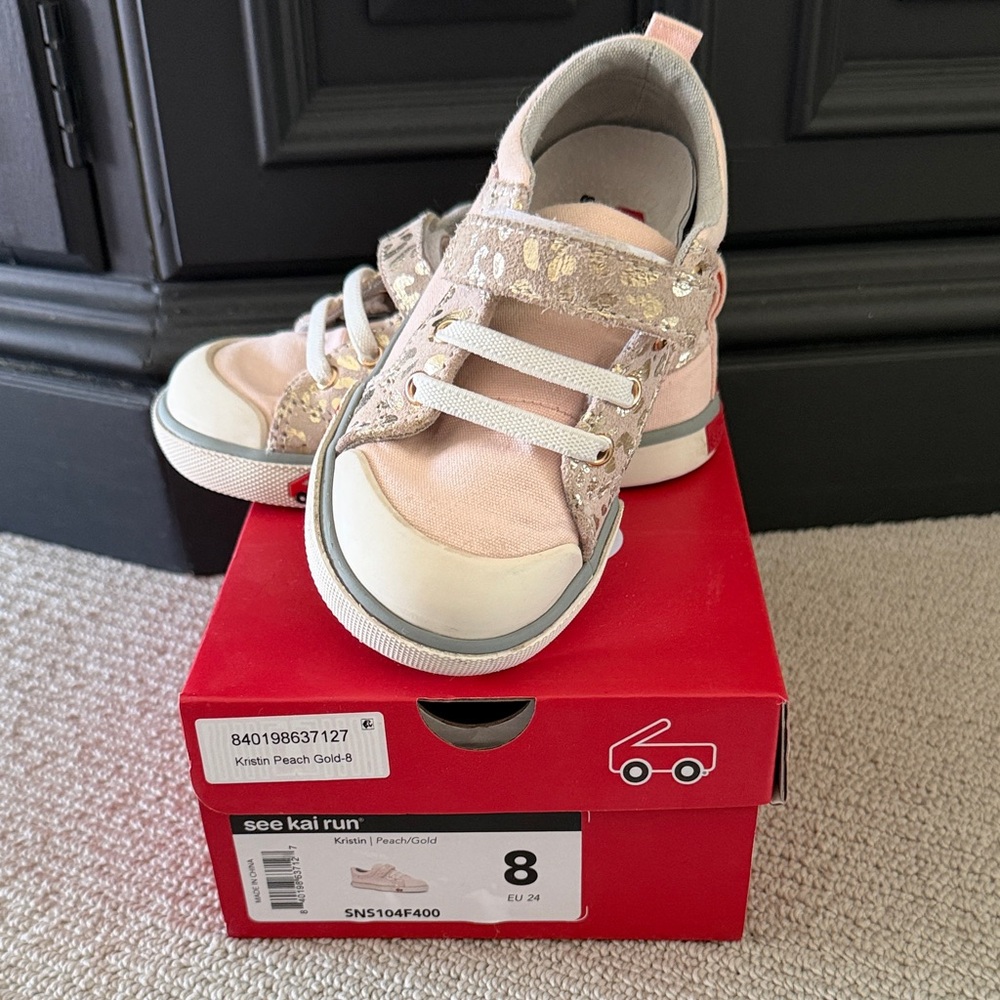 See Kai Run Peach and Gold Kids Sneakers